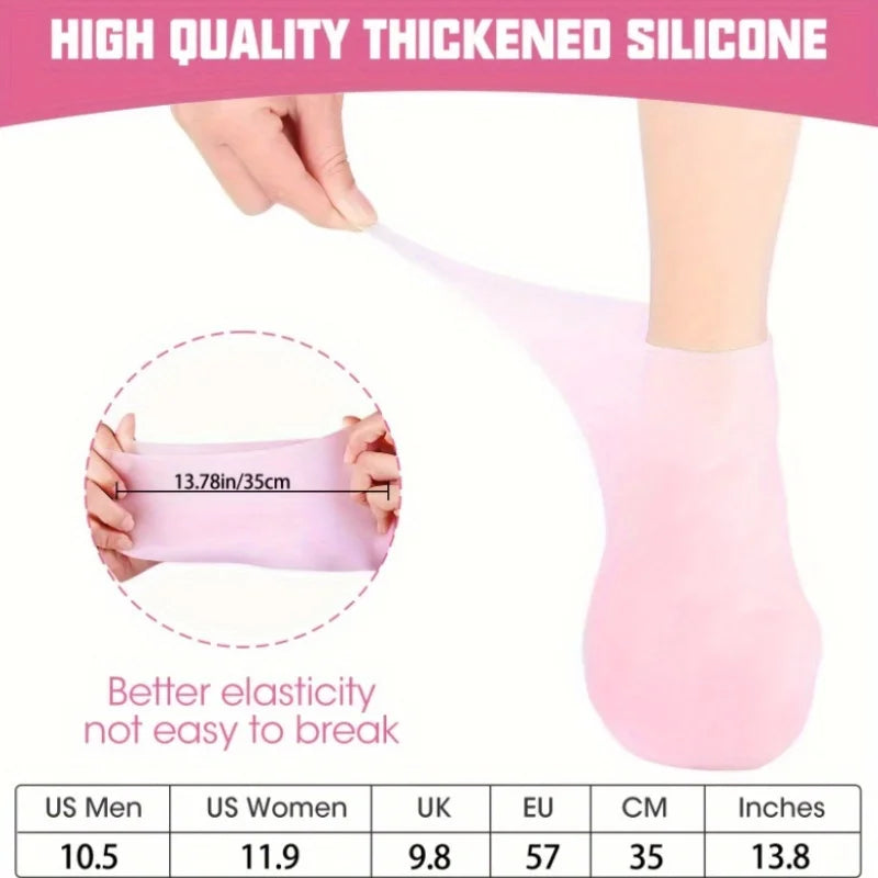 2 Pieces Silicone Foot Care Socks, Moisturizing Protection, Softening Dry, Cracked Heels, Foot Care Tools for Men and Women