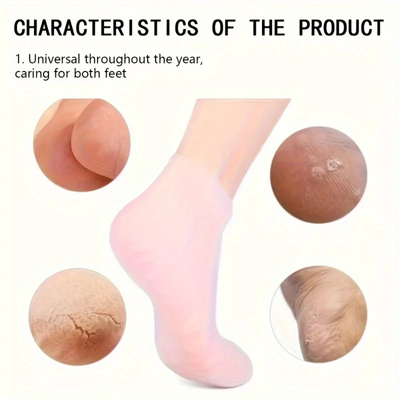 2 Pieces Silicone Foot Care Socks, Moisturizing Protection, Softening Dry, Cracked Heels, Foot Care Tools for Men and Women