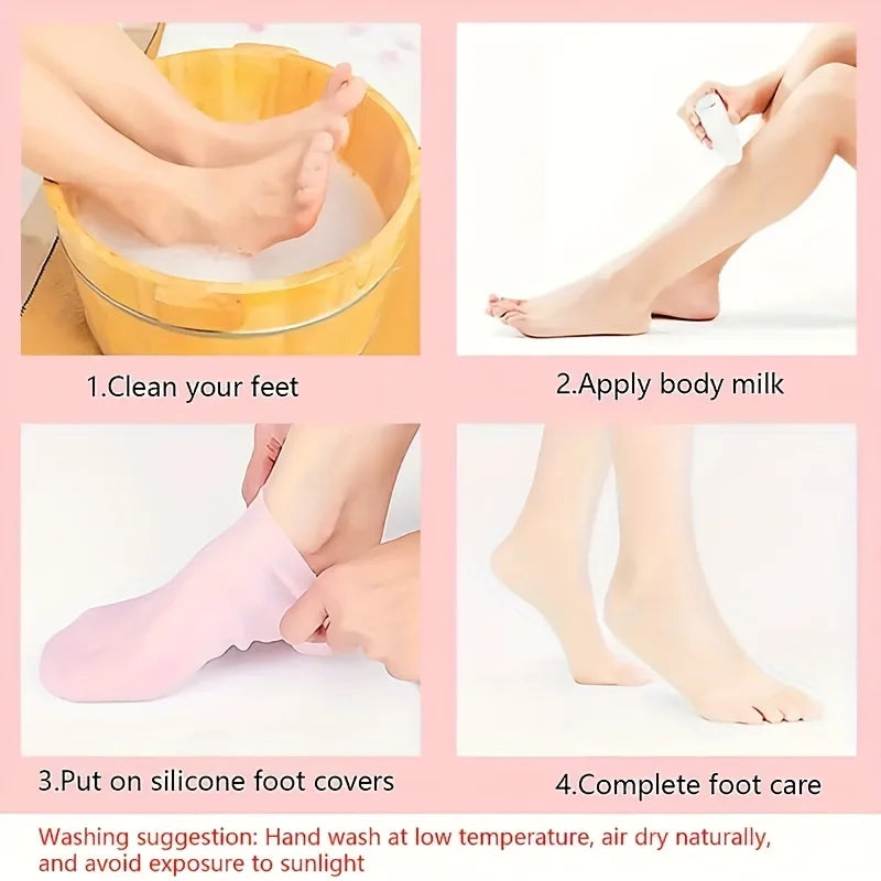 2 Pieces Silicone Foot Care Socks, Moisturizing Protection, Softening Dry, Cracked Heels, Foot Care Tools for Men and Women