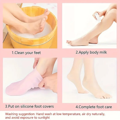 2 Pieces Silicone Foot Care Socks, Moisturizing Protection, Softening Dry, Cracked Heels, Foot Care Tools for Men and Women