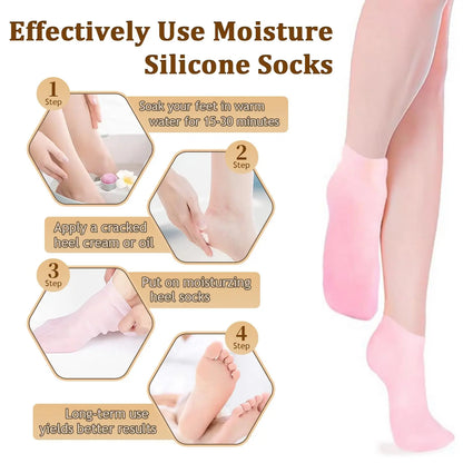 2 Pieces Silicone Foot Care Socks, Moisturizing Protection, Softening Dry, Cracked Heels, Foot Care Tools for Men and Women